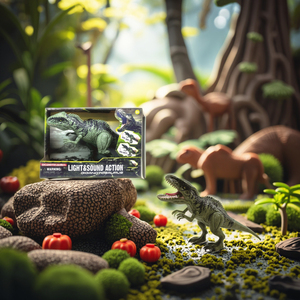 Jouet T-Rex réaliste pour enfants de 3 ans et plus, dinosaure marchant à piles avec effets de lumière rugissante pressés à la main en plastique - Product Image 2