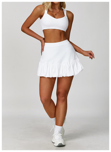 RUIQUWIN Vêtements de sport pour femmes 2025 soutien-gorge de sport dos nu respirant jupes courtes de course avec poche en maille ensemble de jupe de Tennis - Product Image 2