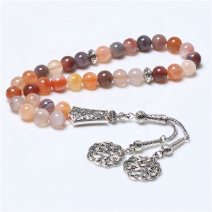 Naturale Agata Variopinta Pietra 33 <span class=keywords><strong>Rosario</strong></span> Masbaha Musulmano Tespih Islamico Nappa Tasbih Preghiera Perline - Product Image 2