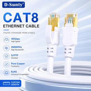 Wholesale Factory Cat8 Round Ethernet <b>Cable</b> 28AWG S/FTP <b>RJ45</b> Bare Copper PVC Patch Cord 40Gbps Custom Packaging for Outdoor - Product Image 1