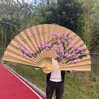 Ventilateur mural pliable de grande taille 90CM Grand ventilateur à main en bambou chinois suspendu pour cadeau Décoration de la maison d'affaires