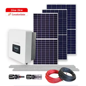 Canadiansolar工場販売1.5Kwオングリッド単相インバータールーフトップ取り付けソーラーシステムキット