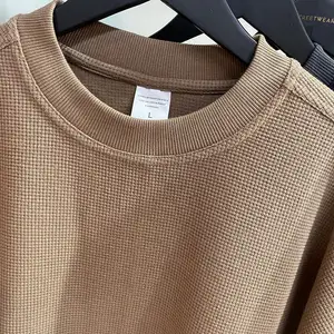 wholesale Custom Blank waffle knit t shirt men Short Sleeve Men Oversized Boxy Style Tee Plain Loose Fit t shirt