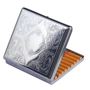 Waterproof Silver Portable Metal Cigarette Case for 20 Cigarettes Flip Open Storage Box Holder Travel Cigarette Case