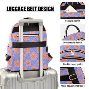 Fashion Hibiscus Floral Custom Print <b>Ladies</b> <b>Backpacks</b> Quilted Polyester Women Bookbags <b>Backpacks</b> Small <b>Backpacks</b> for Travel - Product Image 4