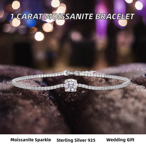 Fine Jewelry 1 Carat Moissanite Women's <b>Charm</b> Bracelet S925 Sterling <b>Silver</b> Rhodium Plated GRA Certified Luxury Wedding - Product Image 2