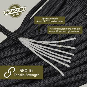 Yongxiang Paracord Store – Bobine <span class=keywords><strong>de</strong></span> 50 pieds <span class=keywords><strong>de</strong></span> corde <span class=keywords><strong>de</strong></span> parachute tactique en nylon robuste à 7 brins pour camping, pêche et <span class=keywords><strong>survie</strong></span> en extérieur - Product Image 3