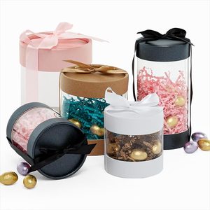 Custom Printed Transparent Clear Round PP PvC Pet Plastic Cylinder Packaging Gift Cylinder Box Container Tube with Lid