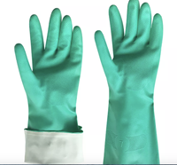 Gants industriels résistants aux produits chimiques de 13 pouces, 15 MIL, gants en nitrile verts, doublure floquée