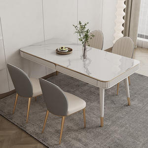 Stain Resistant Rectangular Solid <b>Wood</b> <b>Top</b> Metal Legs Dining Room <b>Table</b> - Product Image 1