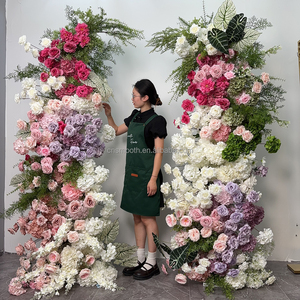 Arco Floreale Liscio di Alta Qualità in Seta Artificiale con Rose, Ortensie e Delphinium, a Forma di Luna, Bianco, per Matrimoni ed Eventi - Product Image 6