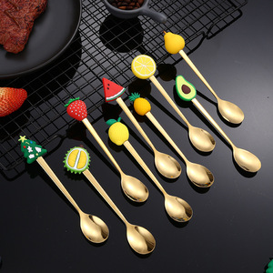 Creative Stainless Steel <b>Spoons</b> With Cartoon Fruit Silicone Handles For Children Dessert <b>Coffee</b> Stirring <b>Spoon</b> - Product Image 2