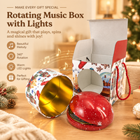 Boîtes en métal multifonctionnelles Jinyuanbao sur le thème de Noël, prêtes pour les fêtes, avec lumières et musique rotative, pour emballages alimentaires et cadeaux