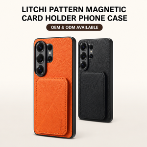 Étui de téléphone avec support magnétique <span class=keywords><strong>sans</strong></span> <span class=keywords><strong>fil</strong></span>, porte-cartes RFID, grain de litchi en PU, personnalisé, directement de l'usine ODM, pour la série <span class=keywords><strong>Samsung</strong></span> - Product Image 1