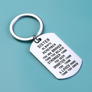 Porte-clés mignon en acier inoxydable, Logo personnalisé, meilleurs amis, pas sœurs par le sang, sœur par cœur, porte-clés d'amitié - Product Image 3