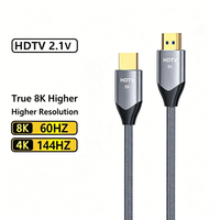 Câble HD Ultra Haute Vitesse 8K Premium 48 Gbps en Cuivre Sans Oxygène, Gaine en Nylon Tressé, Coque en Alliage d'Aluminium Plaqué Or pour Moniteur 4K 120Hz