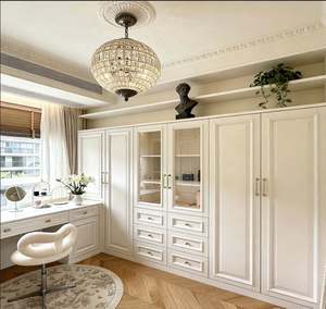 Walk in Closet <b>Wardrobe</b> Custom Size Solid Wood With Hanging Rods <b>Shoe</b> Storage Drawer Organizers and Tie <b>Racks</b> <b>for</b> Home - Product Image 6