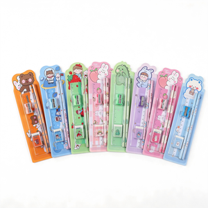 Ensemble de papeterie <span class=keywords><strong>pour</strong></span> enfants mignon et coloré, 4 pièces, trousse scolaire avec crayons HB, règle, <span class=keywords><strong>taille</strong></span>-<span class=keywords><strong>crayon</strong></span>, gomme, ensemble d'écriture - Product Image 1