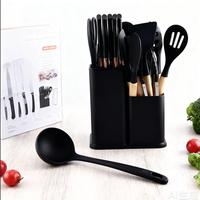 Peralatan Dapur 19 Buah Set Peralatan Masak Silikon Spatula Sendok Sup Dengan Wadah Penyimpanan Anti Lengket Gagang Anti Selip