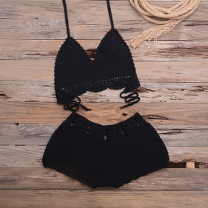 Maillot <span class=keywords><strong>de</strong></span> Bain Deux Pièces <span class=keywords><strong>de</strong></span> Plage Femme Style Usine Vente en Gros, Haut Bikini Enveloppant Poitrine avec Crochet Main et <span class=keywords><strong>Short</strong></span> Évidé à Bretelles pour Vacances - Product Image 4