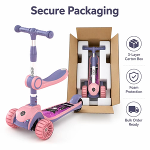 Nouveau modèle <span class=keywords><strong>Scooter</strong></span> électrique pliable pour garçons filles clignotant 3 roues en PU Construction en acier 350w plastique coup de pied enfant en bas âge bébé - Product Image 4