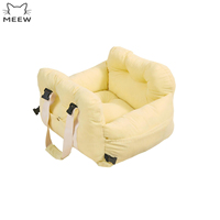 Siège de voiture pour chien en velours côtelé réglable et pliable, lit de transport portable pour animaux de compagnie, siège rehausseur doux et chaud avec boutons et sangles de transport pour petits chiens