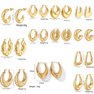 <span class=keywords><strong>Orecchini</strong></span> Grandi Traforati in Acciaio Inossidabile 316 Placcati <span class=keywords><strong>Oro</strong></span> 18K PVD, Gioielli Impermeabili Anallergici e Inossidabili - Product Image 3