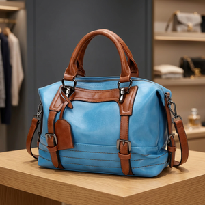 BS INTERNATIONAL Women's Clutch Casual Handbags Genuine Leather 1L Large Capacity Waterproof Zipper Cross-Body Strap - Product Image 2