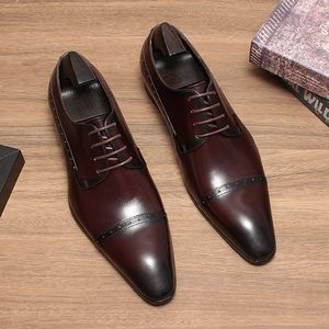 Nouvelle Arrivée Chaussures Habillées de Luxe Haut de Gamme pour Hommes en Cuir Véritable Pointues à Lacets, Type Oxford, Idéales pour Mariage, Personnalisables et Légères - Product Image 5