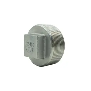 DKV raccord de tuyau à tête carrée fileté en acier inoxydable ss304/316L filetage mâle bsp bouchon carré NPT