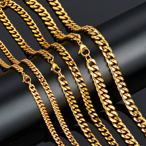 Joyería al por Mayor, Brazalete de Cadena de Eslabones Cubanos de Acero Inoxidable para Hombre, Chapado en Oro de 14K, Estilo Hip Hop - Product Image 4