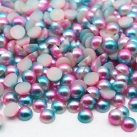 Perles en plastique ABS de couleurs arc-en-ciel en gros, perles plates de 3 mm à 10 mm, perles demi-rondes pour l'artisanat