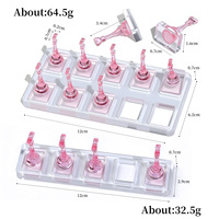 Base d'entraînement à la manucure non magnétique à 5/10 compartiments avec présentoir à ongles en acrylique transparent en forme d'échiquier