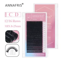 ANNAFRIS Cils synthétiques fabriqués à la machine, longueur mixte naturelle, extensions de cils individuelles, fournitures d'extensions de cils, noir mat naturel