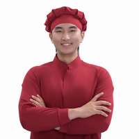Gorro de Chef de Poliéster Borgoña Elástico en 4 Direcciones, 120 g/m², Gorro de Uniforme de Cocina Personalizado, Gorros para la Industria Alimentaria y Cuartos Limpios OEM