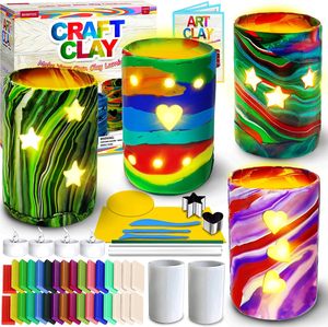 Customize Make Your Own Customizable Clay Luminaries & Lanterns Arts & Crafts Kit for Boys Girls Teens Ages 6-12-Creative Clay
