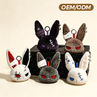 Peluche gothique personnalisée, cadeau d'Halloween, lapin zombie effrayant et mignon, petit lapin punk en peluche, porte-clés pour sac à dos