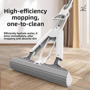 Vente en gros de serpillères magiques pliables pour le nettoyage de la maison, 28 cm, haute qualité, manche extensible, auto-pressantes, en éponge PVA - Product Image 2