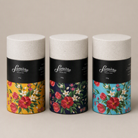 Emballage personnalisé en tube de carton écologique pour café, boîte ronde en papier de qualité alimentaire avec impression florale