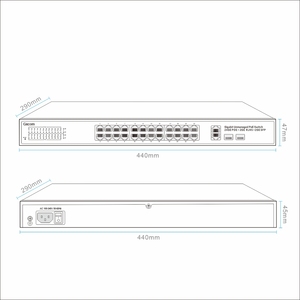 IEEE802.3af/tại 400W 24 cổng Gigabit PoE chuyển đổi với 2 uplink Gigabit & 2 SFP cổng - Product Image 5