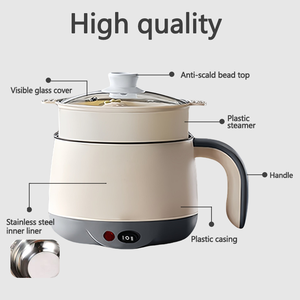 Casserole Intérieure en Acier Inoxydable Haut de Gamme avec Couvercle en Verre Trempé 1,8 L, Casserole Électrique Rapide Multifonctionnelle pour Usage Domestique et Extérieur - Product Image 5