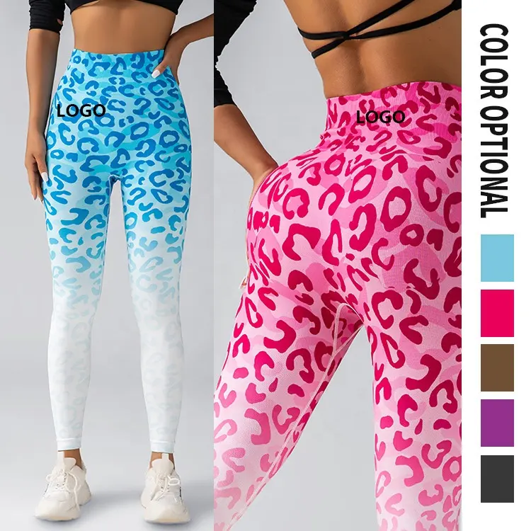 Damen hohe taille Yoga-Leggings Gesäßstraffung Training Feuchtigkeitsabsorption schnell trocknend Fitness-Hose Leopard-Bild push-up Yoga-Leggings