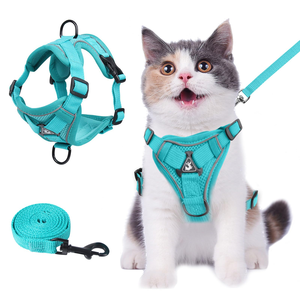 Breathable Reflective Adjustable Nylon Mesh Cat Puppy Pet Walking <b>Harness</b> Vest and Leash Set for Small Medium Dogs - Product Image 1