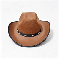 Sombrero de Vaquero Negro, Marrón y Rosa para Halloween, Fiestas de Cumpleaños, Disfraces de Adultos, Estilo Remache, Ajustable y Personalizable