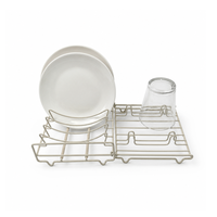 Égouttoir à vaisselle pliable 2-en-1 DaS en métal, gain de place, pour assiettes et tasses, à poser sur comptoir de cuisine