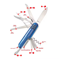 Couteau de poche miniature en acier inoxydable en gros, design pliable multifonction, camping en plein air, randonnée, EDC, couteau suisse