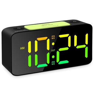 Digital Alarm <b>Clock</b> <b>LED</b> Display Night Light USB Charging Square Desk Table <b>Clock</b> for Bedroom - Product Image 1