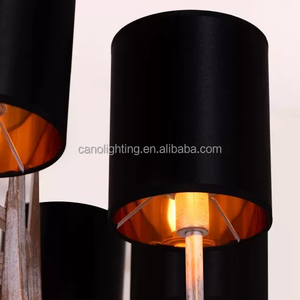 Mỹ thời trang vải màu đen Đèn bóng râm hiện đại Murano ánh sáng mặt dây chuyền vàng bạc kim loại vải Đèn chùm cho biệt thự sảnh khách sạn - Product Image 4