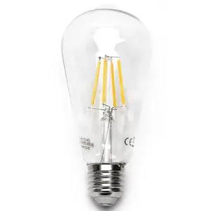 Ampoule LED à filament ST64 E27 8W transparente - Économie d'énergie, lumière blanche, idéale pour la décoration et les ambiances chaleureuses. - Product Image 1