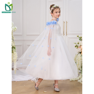 Designer Vintage principessa stile abito lungo per i bambini per l'occasione di festa con pizzo decorazione per 6 8 9 anni - Product Image 3